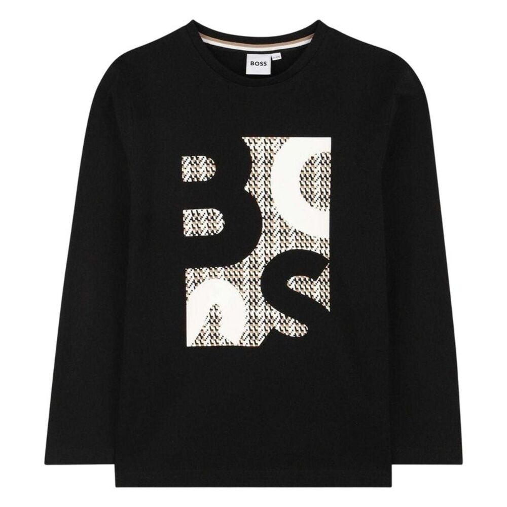 Boss Childrens/Kids Graphic Regular Long-Sleeved T-Shirt / Black